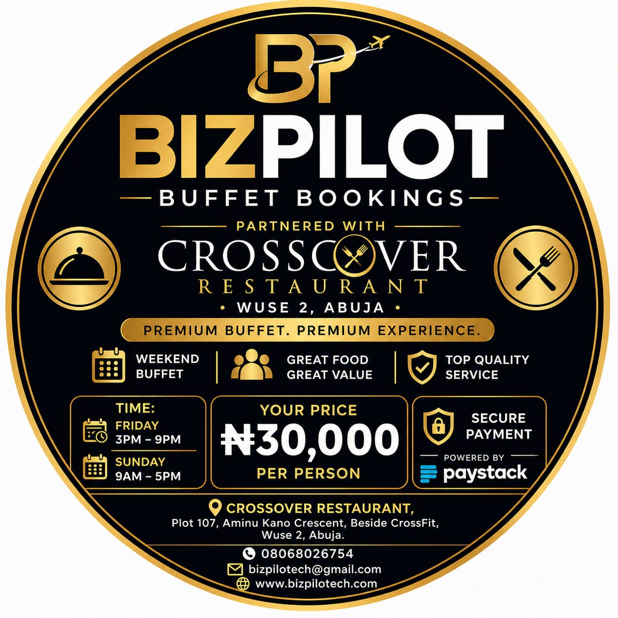 BizPilot Buffet Bookings - Premium Buffet, Premium Experience at Crossover Restaurant, Wuse 2 Abuja